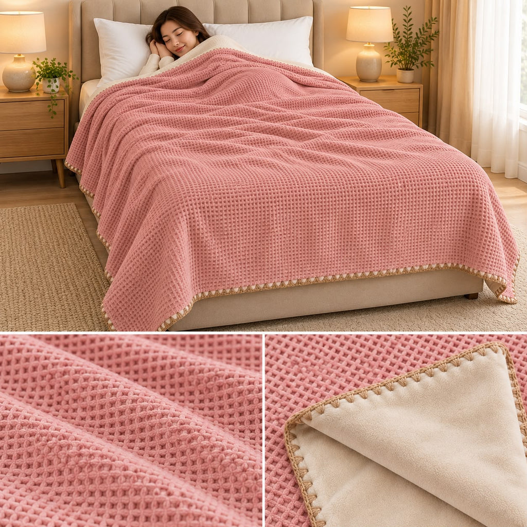 Luxury Japanese Dual-Layer Waffle Texture Blanket – Double Bed