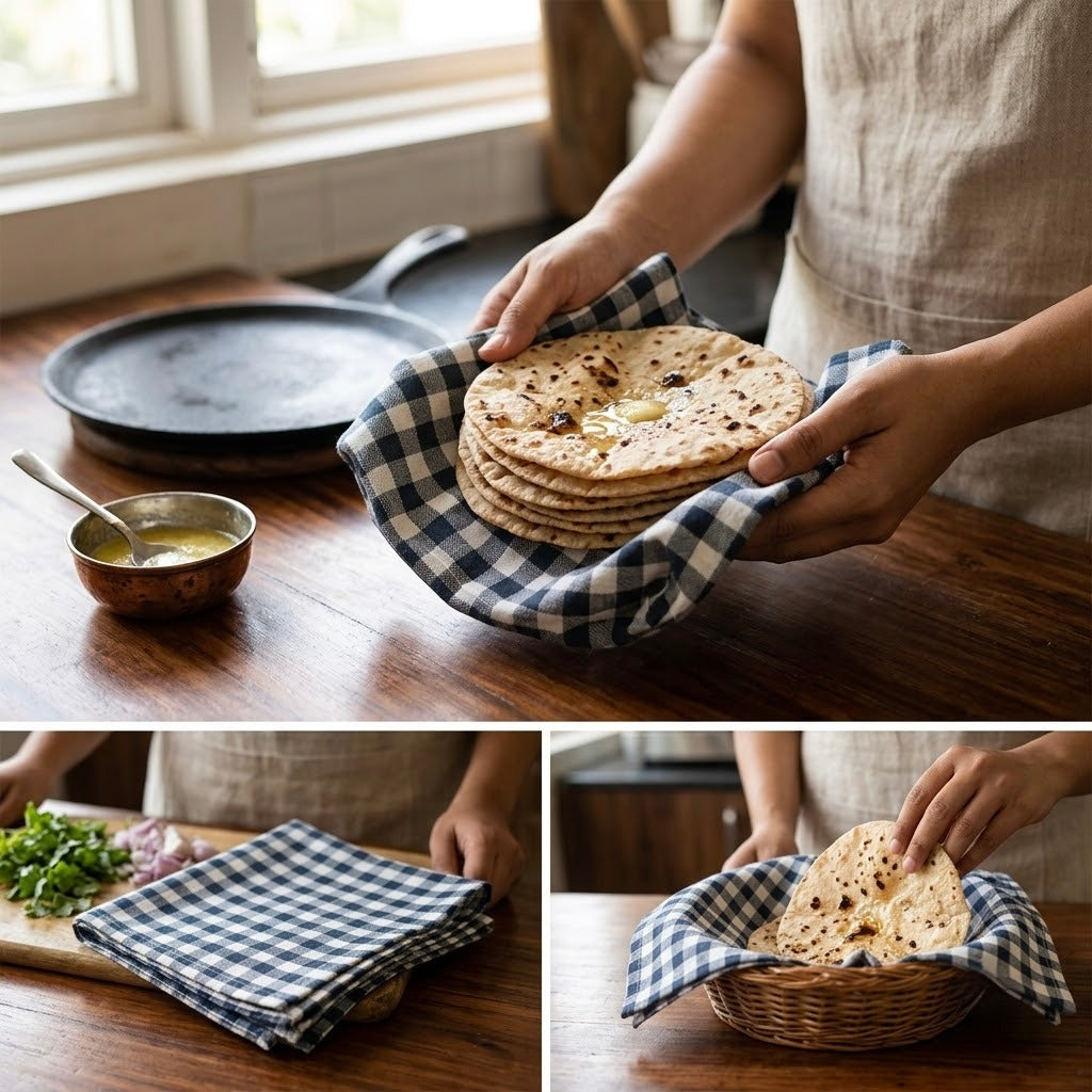 Premium Multipurpose Kitchen Towel Set – Roti Wrap, Dining & Cleaning Napkins – 6 Pcs - 16 X 16