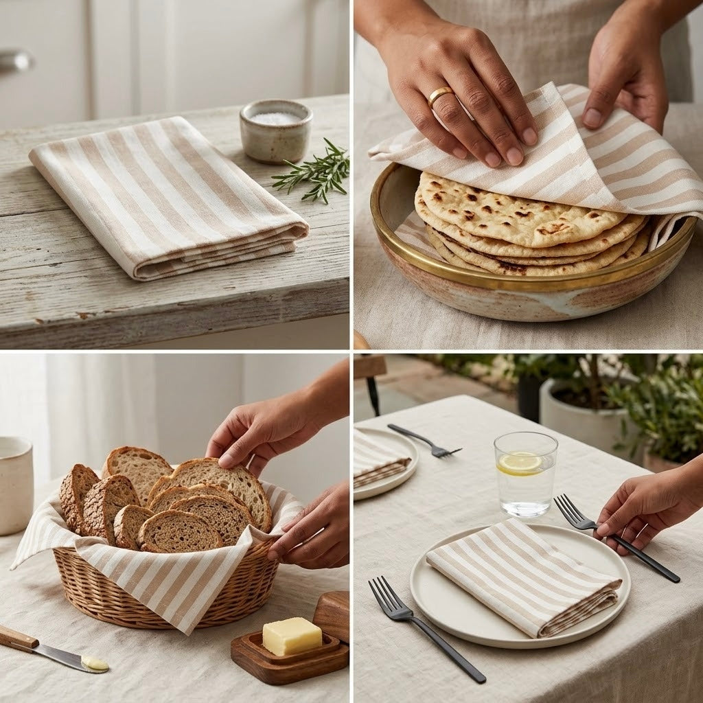 Premium Multipurpose Kitchen Towel Set – Roti Wrap, Dining & Cleaning Napkins – 6 Pcs - 16 X 16
