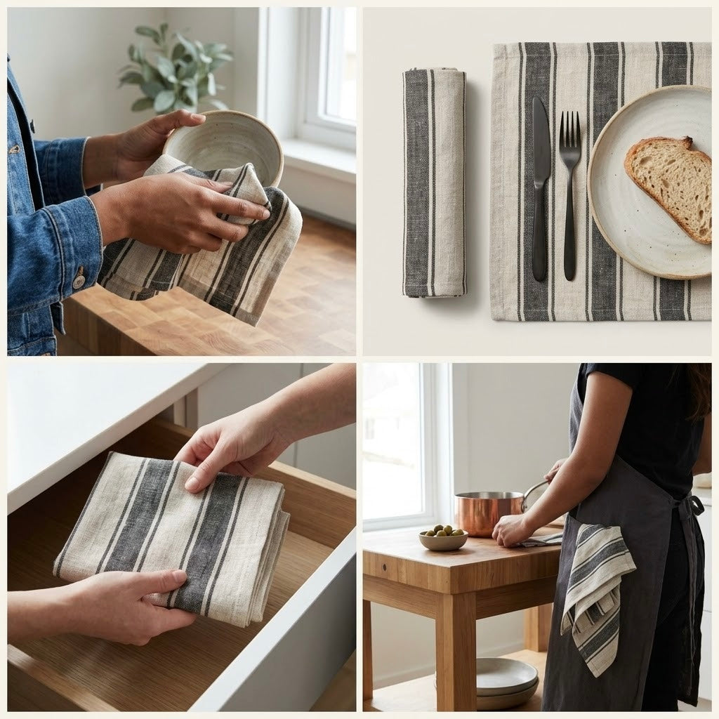 Premium Multipurpose Kitchen Towel Set – Roti Wrap, Dining & Cleaning Napkins – 6 Pcs - 16 X 16