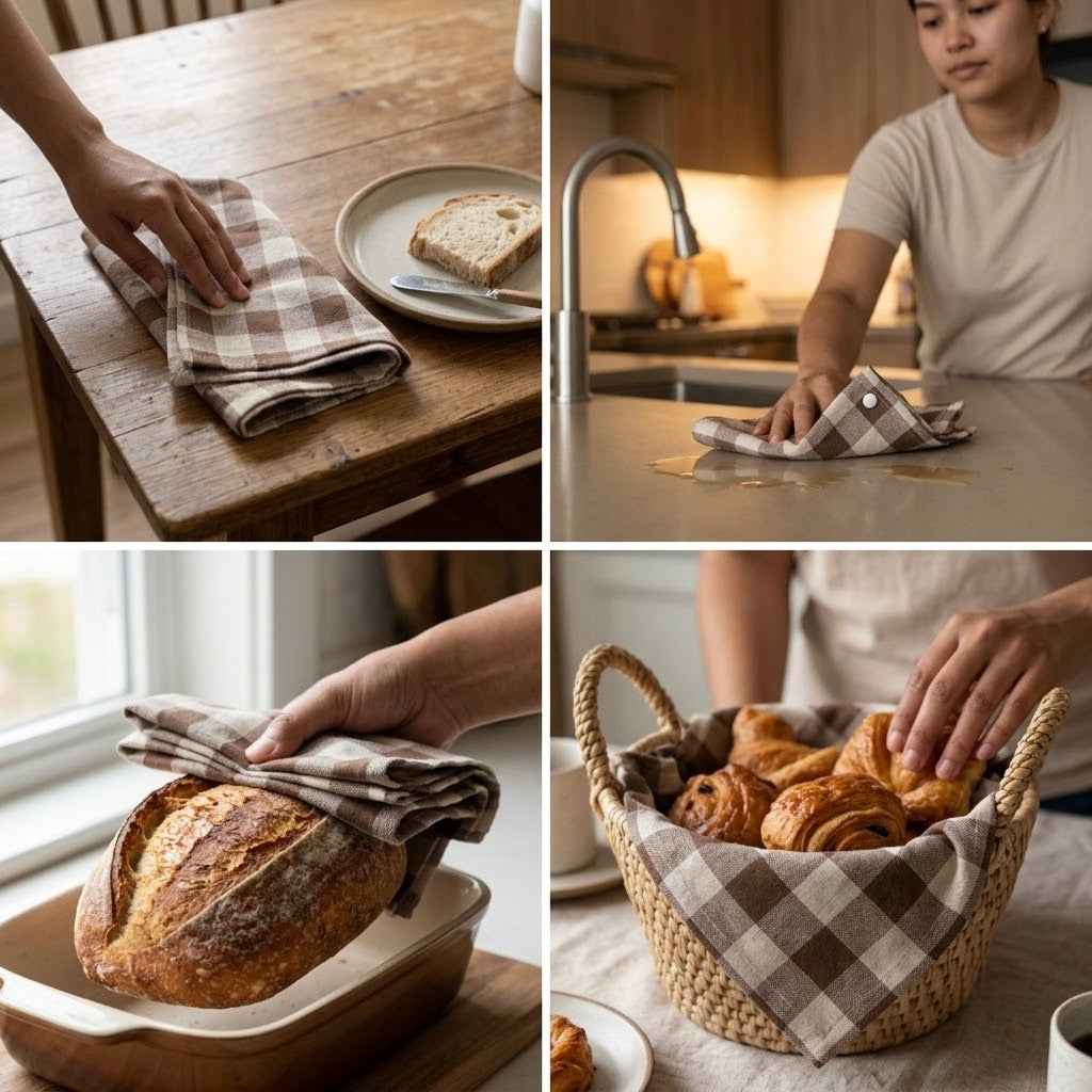 Premium Multipurpose Kitchen Towel Set – Roti Wrap, Dining & Cleaning Napkins – 6 Pcs - 16 X 16