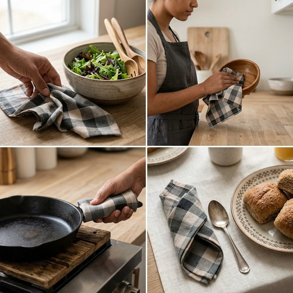 Premium Multipurpose Kitchen Towel Set – Roti Wrap, Dining & Cleaning Napkins – 6 Pcs - 16 X 16