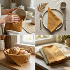 Embroidered Leaf Kitchen Towel / Dining Napkin Set – 6 Pcs - 16 X 16