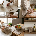 Embroidered Leaf Kitchen Towel / Dining Napkin Set – 6 Pcs - 16 X 16