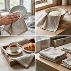 Embroidered Leaf Kitchen Towel / Dining Napkin Set – 6 Pcs - 16 X 16