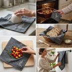 Embroidered Leaf Kitchen Towel / Dining Napkin Set – 6 Pcs - 16 X 16