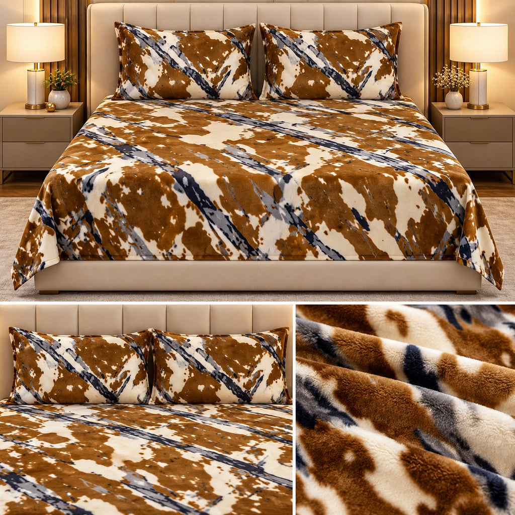 Ultra Soft Velvet Winter Bedsheet Set – Double Bed 3 Pcs