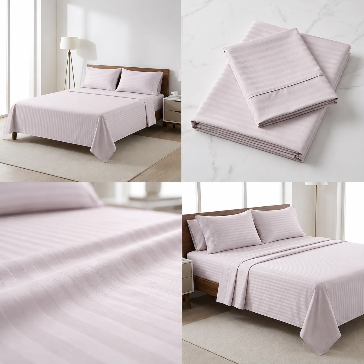 Stripe Thick Cotton Bedsheet with 2 Pillow Covers - 108 / 108 Inch Product Code :- 55B55RKEH