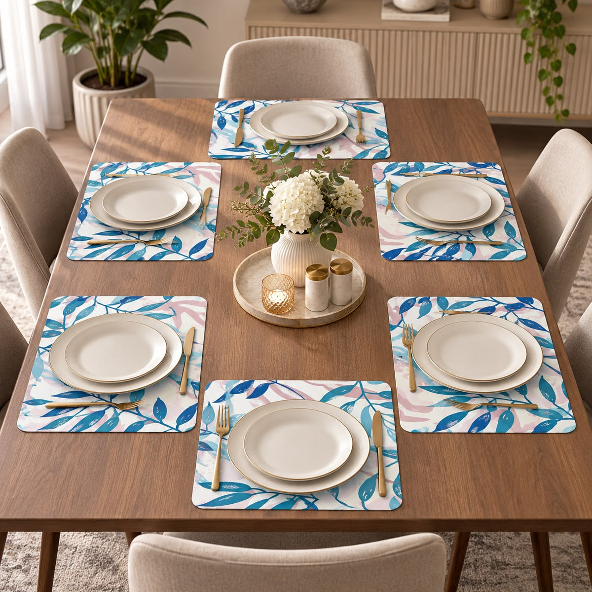 Leather Texture Dining Table Placemats – 6 Pcs Set | 12 × 18 Inches