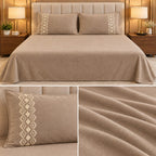 Embroidered Winter Bedsheet Set – King Size 3 Pcs | Ultra Soft Luxury Bedsheet with Designer Pillow Covers