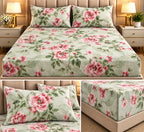Elegance 100% Cotton King Size Fitted Bedsheet Set – 3 Pcs
