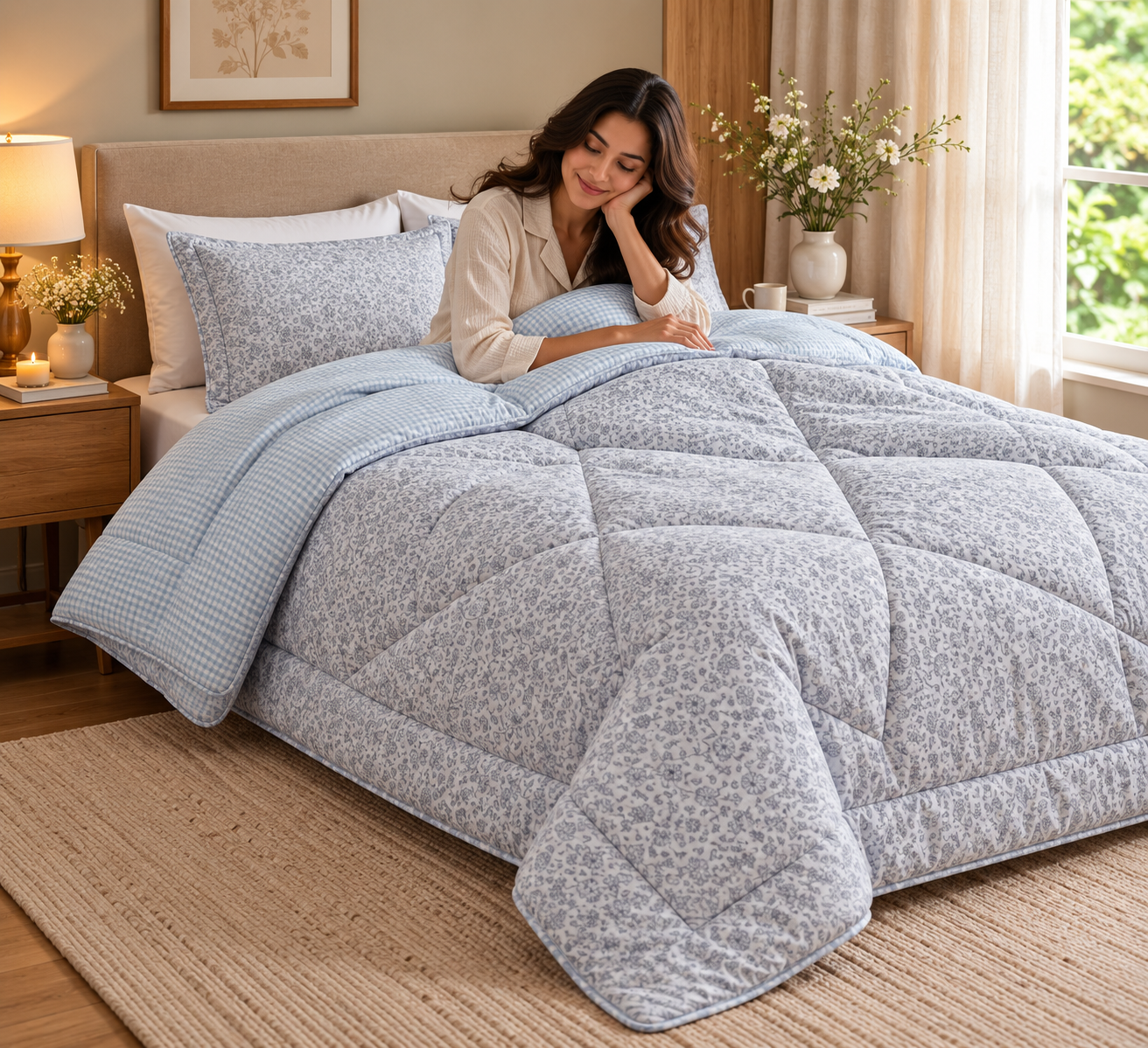 Reversible Comforter – Set Of 2 Single Bed Size (160 × 220 cm) 🌿 Product Code:- 55B198KEH