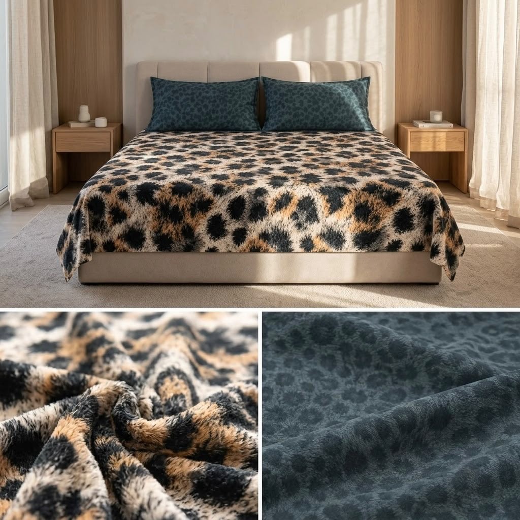 Wild Safari Luxury Animal Print Thick Cotton Bedsheet Set – King Size 3 Pcs