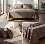 Warm Embossed Rose Floral Fitted Bedsheet Set – King Size (3 Pcs)