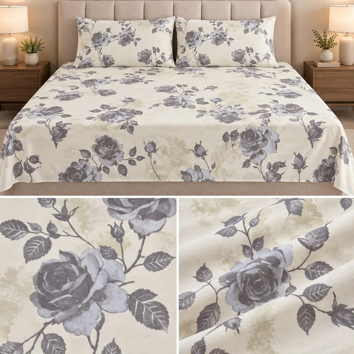 Signature Elegance Luxury Designer Printed Bedsheet Set – Super Jumbo King Size 122 x 122 Inch