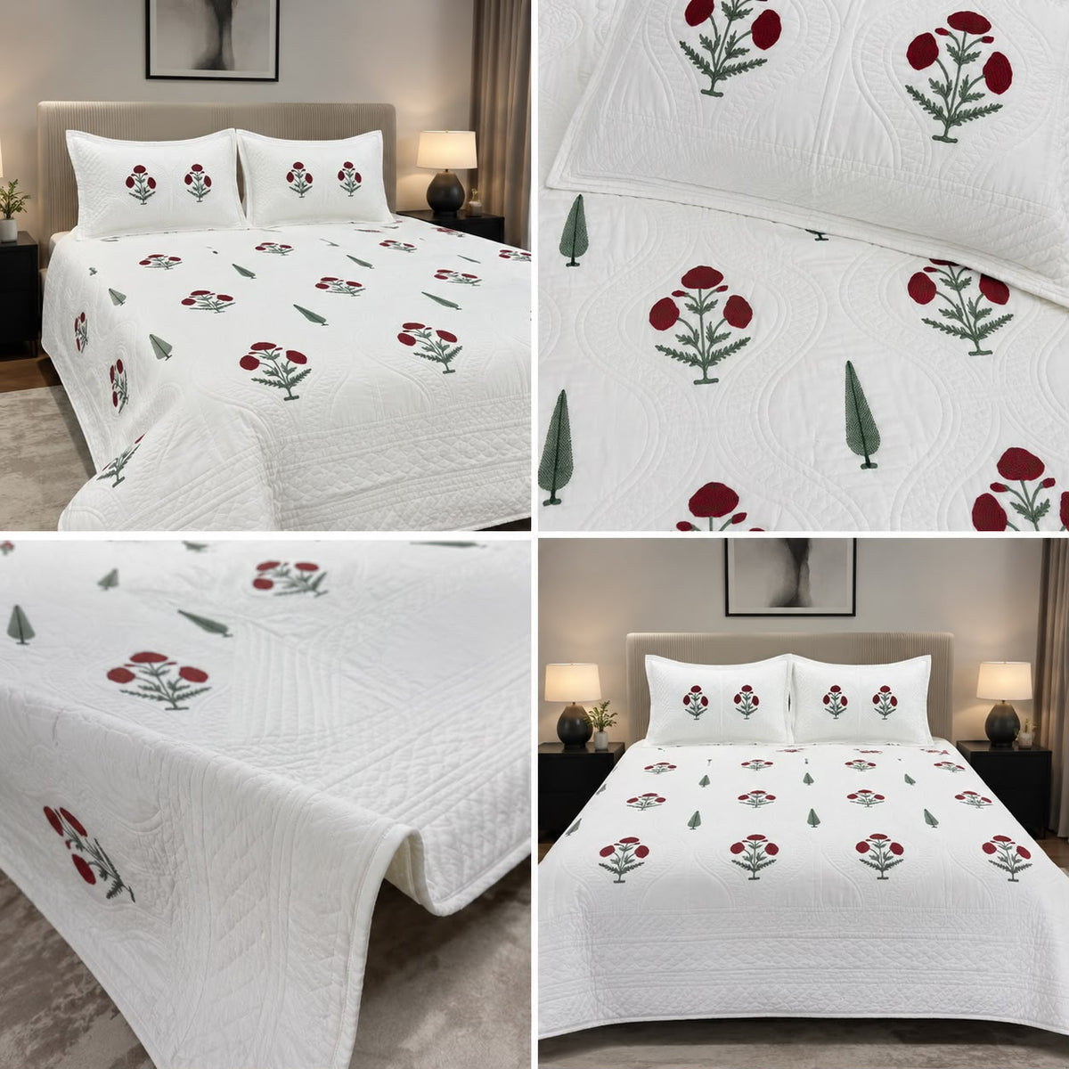 Motif Muslin Quilted Bedcover – King Size Luxury Product Code :- 55B365RKEH