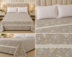 Victorian English Print King Size Bedsheet with Lace Product Code :- 55B99RKEH