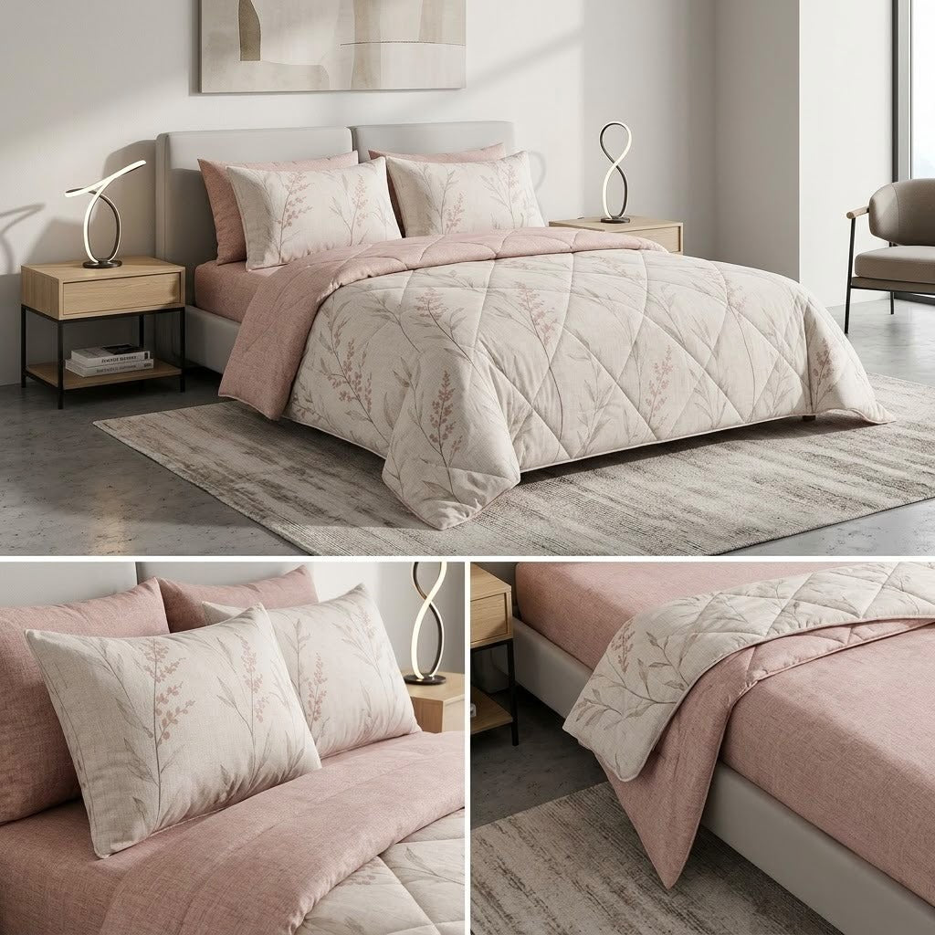 Super Soft 4 Pcs Premium Ribbed Cotton Comforter Set - King Size Product Code :- 55B195RKEH