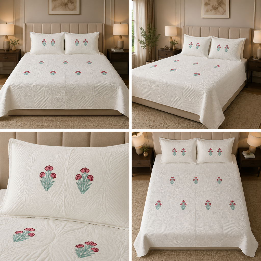 Motif Muslin Quilted Bedcover – King Size Luxury Product Code :- 55B365RKEH