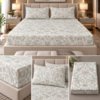 English Meadow 100% Cotton King Fitted Bedsheet – 3 Pcs Set