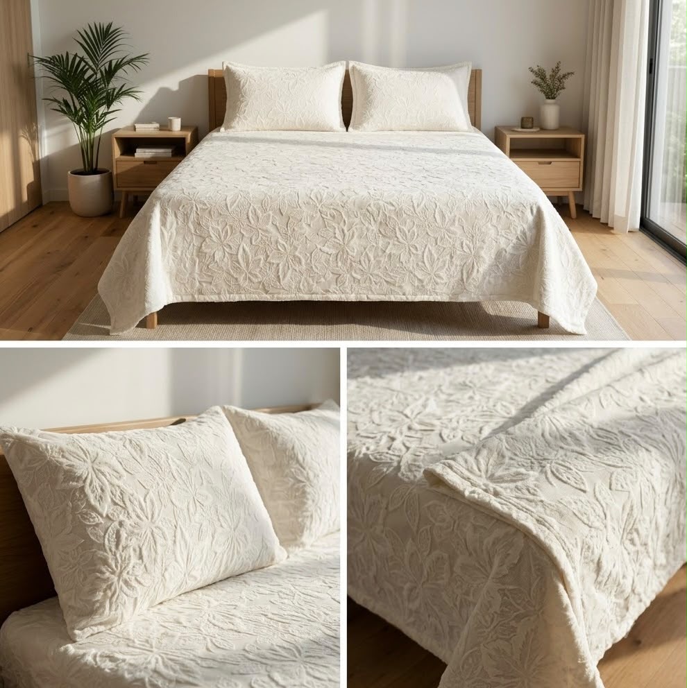 Embossed Winter Bedsheet Set – Ultra Soft & Cozy King Size (3 Pcs)