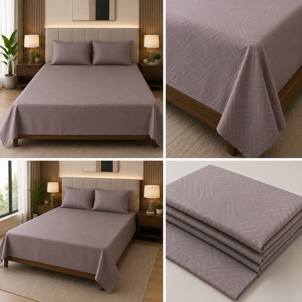 Elegant Self-Design King Size 3 Pcs Bedsheet Set – 108×108 Inches | Product Code :- 55B75RKEH
