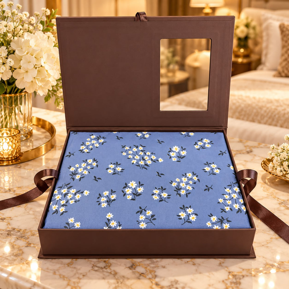 Premium Luxury Bedsheet Gift Box – 3 Piece Double Bed Bedsheet Set with Elegant Designer Prints