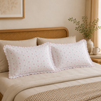 Embroidered Frill Pillow Cover Pair – Elegant Floral Design Product Code :- 55B29RKEH
