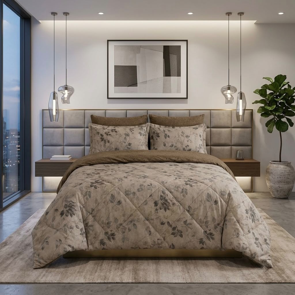 Super Soft 4 Pcs Premium Ribbed Cotton Comforter Set - King Size Product Code :- 55B195RKEH