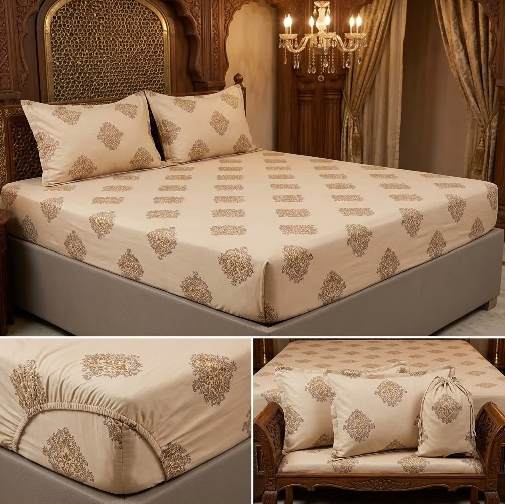 Elastic/Fitted Bedsheets Pure Mulmul Cotton King Size Bedsheet Product Code :- 55B135RKEH