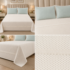 Victorian English Print King Size Bedsheet with Lace Product Code :- 55B99RKEH