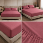 Pure Satin Cotton Plain Fitted Bedsheet – King Size 108×108 Inches | Soft & Smooth Luxury Bedding