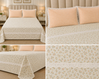 Victorian English Print King Size Bedsheet with Lace Product Code :- 55B99RKEH