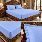 Luxe Weave Jacquard Fitted Bedsheet Set – Double Bed, 3 Pcs Set
