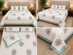 600 TC Percale Cotton Lily Design King Size Bedsheet – 108 × 108