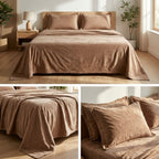 Warm Embossed Rose Floral Fitted Bedsheet Set – King Size (3 Pcs)