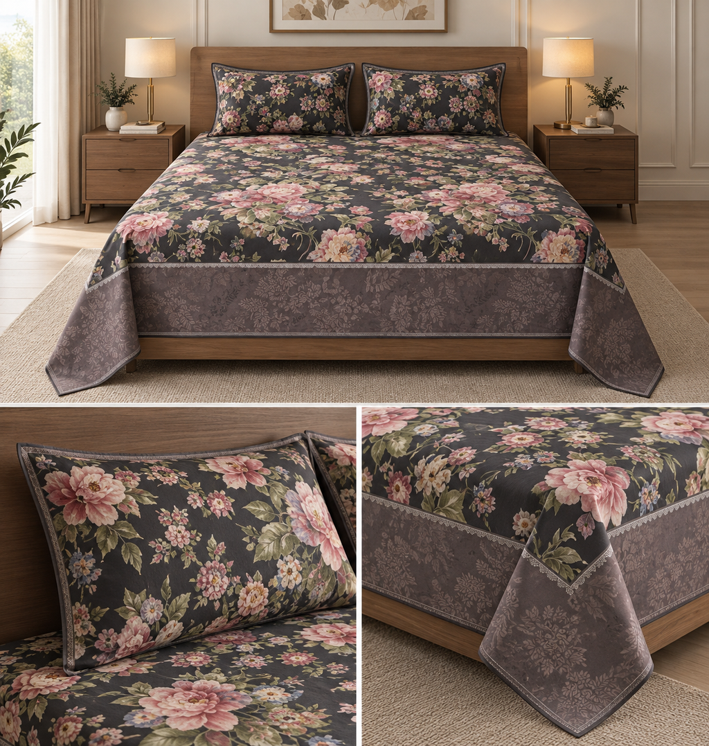 Designer Prints King Size Bedsheet | Micro Soft Cotton Size 108 By 108 Inch | Product Code :- 55B75RKEH