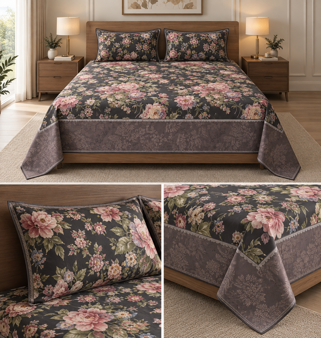 Designer Prints King Size Bedsheet | Micro Soft Cotton Size 108 By 108 Inch | Product Code :- 55B75RKEH
