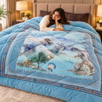 Serene Peacock Valley Printed Rajai – King Size Luxury Winter Quilt