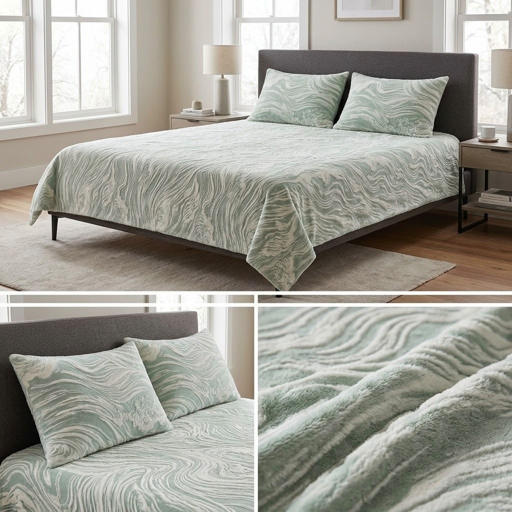 Pastel Embossed Winter Bedsheet Set – King Size 3 Pcs | Ultra Soft Luxury Designer Bedsheet
