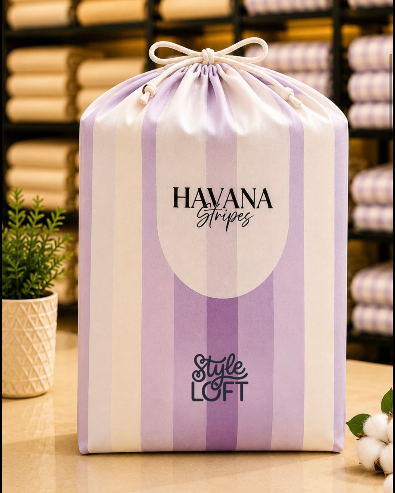 Thick Cotton Havana Stripes Bedsheet Set | King Size