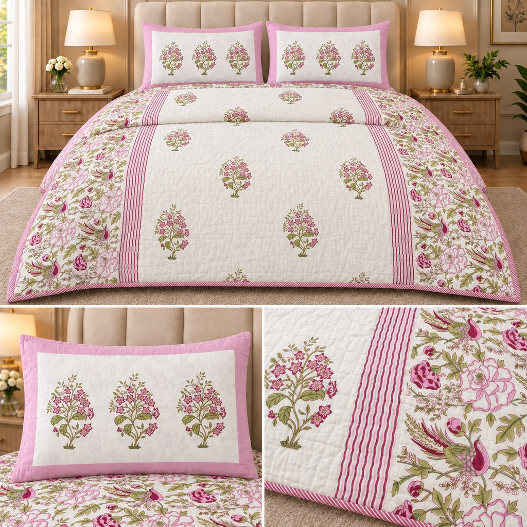 Aaranya Luxe Mulmul 4-Piece Comforter Set – 450 TC Pure Cotton with Organic Cotton Filling
