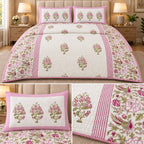 Aaranya Luxe Mulmul 4-Piece Comforter Set – 450 TC Pure Cotton with Organic Cotton Filling
