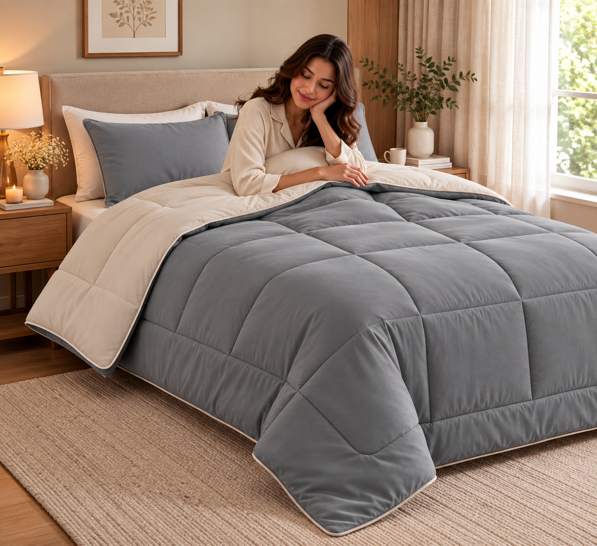 Organic Reversible Comforter – Conjugate Fiber & Yarn cotton Product Code:- 55B280KEH