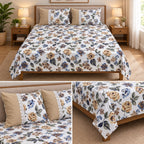 Harmony Bloom Floral King Size Bedsheet Set – 3 Piece