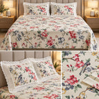 Floral King Size Bedsheet with Designer Lace Pillow Covers (108 x 108 Inches) Product Code:- 55B1150RKEH