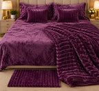 Royal Velvet Luxe Winter Bedding Set – 7 Pcs | Bedsheet, Plush Blanket, Pillow Covers, Cushions & Matching Mat
