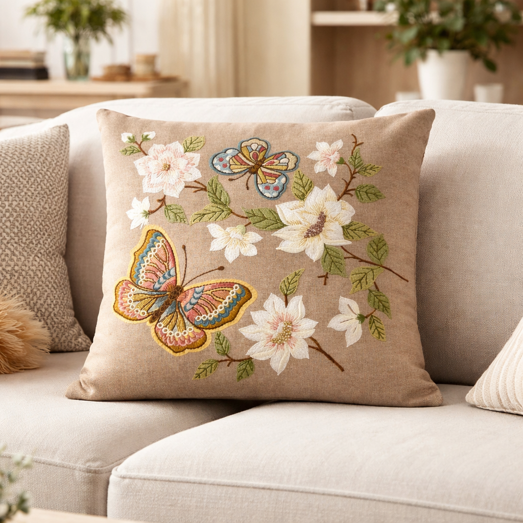 Hand Embroidered Cushion Covers – 20 x 20 Inch (Cotton Base)
