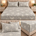 Elegance 100% Cotton King Size Fitted Bedsheet Set – 3 Pcs