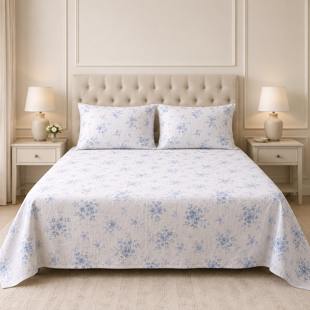 Victorian English Bedsheets - Pure Ribbed Cotton Product Code :- 55B85RKEH